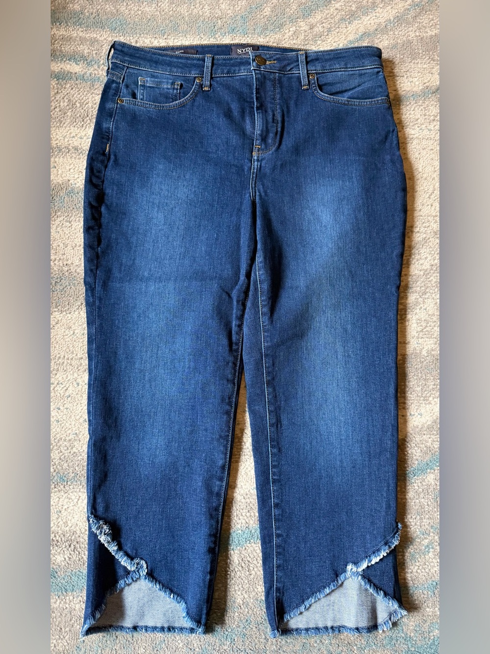 NYDJ Size 12 Capri Jeans with Frayed Crossover Hem